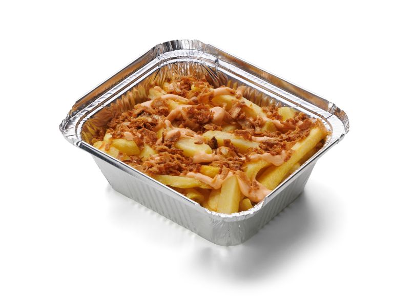 Картофель фри с жареным луком